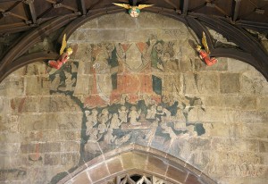 A wallpainting of The Last Judgement at St Giles' Church, Wrexham.