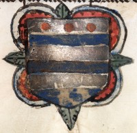 One of the arms in the De Grey Book of Hours manscript (NLW 15537C).