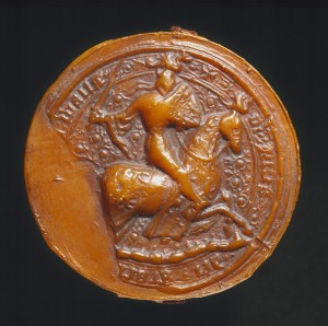 The reverse of the Great Seal of Owain Glyndŵr.