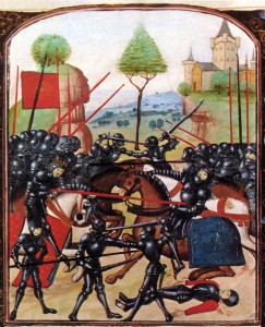 A reproduction of the 'Battle of Barnet' in a Ghent MS 236, end of the 15th century.