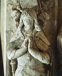 The effigy of Sir Rhys ap Tomas in St Peter's Church, Carmarthen. 