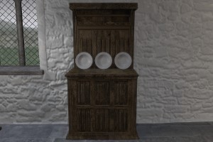 A reconstruction of a fifteenth-century cupboard at Cochwillan.