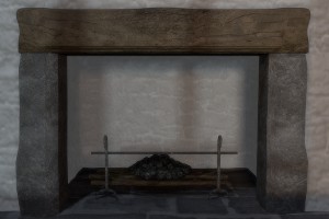 A reconstruction of the fireplace at Cochwillan as it was in Guto's time.